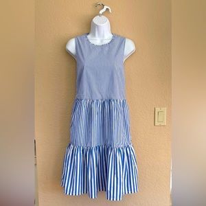 K.Crew dress blue striped tiered and sleeveless